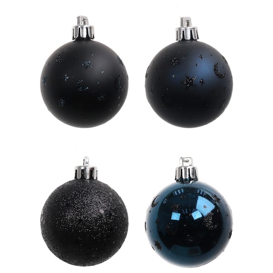 6 Pack 45mm Black Celestial Halloween Ball Ornaments by Ashland®